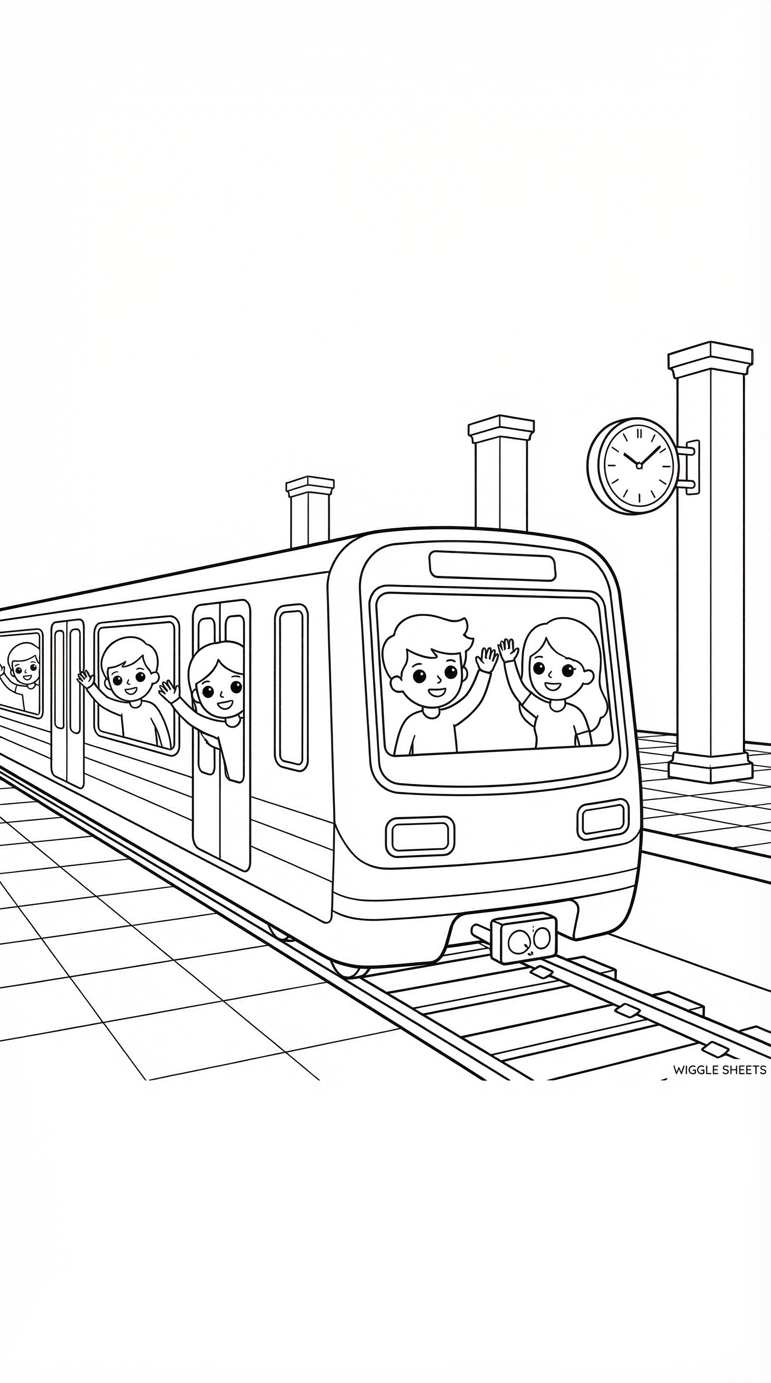 Happy Subway Train Coloring Page